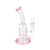 Pink Triple Ring Bent Neck Dab Rig with Compact Perc available for sale online at Honeybee Herb