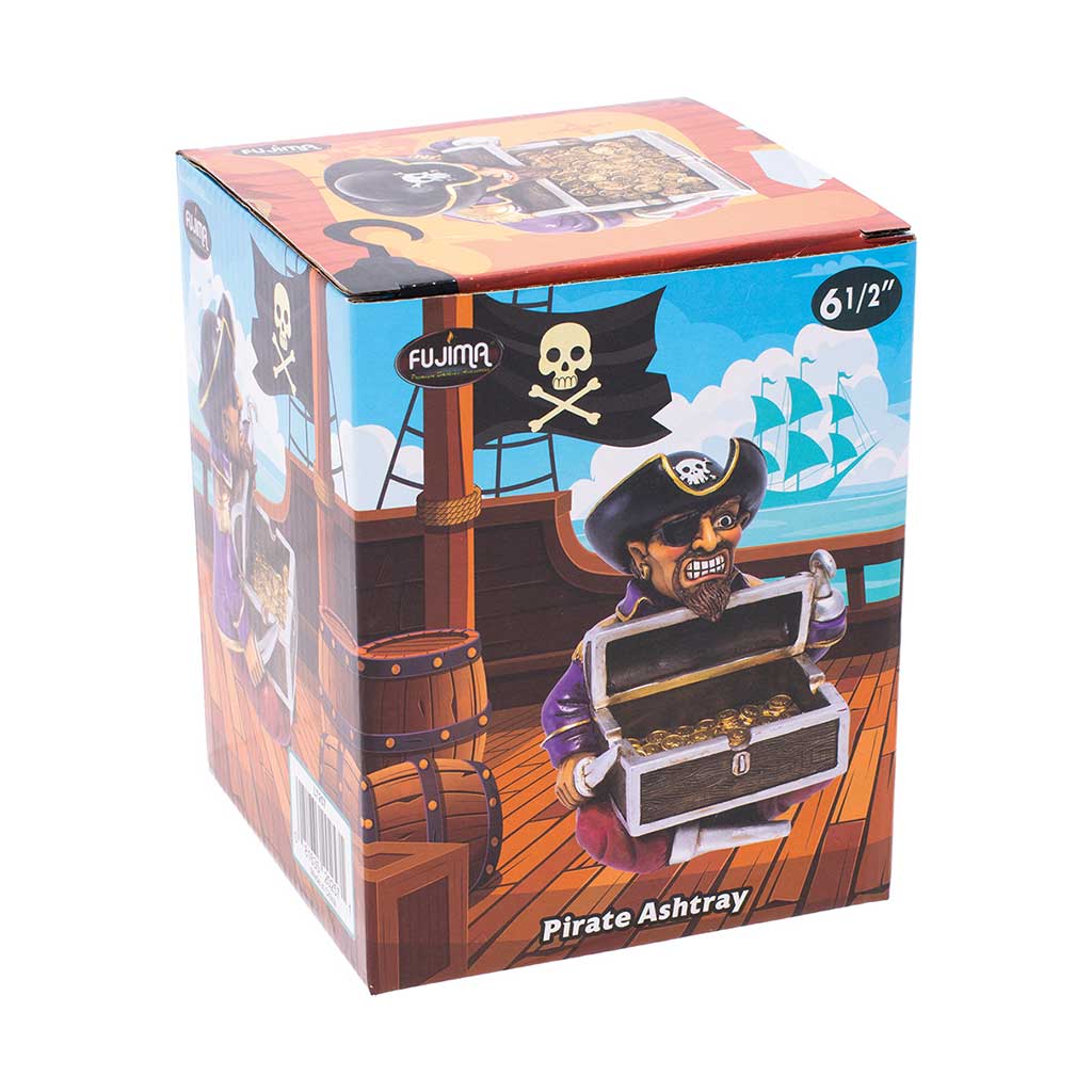 Pirate Ashtray in retail box packaging – collectible smoking accessory available online.