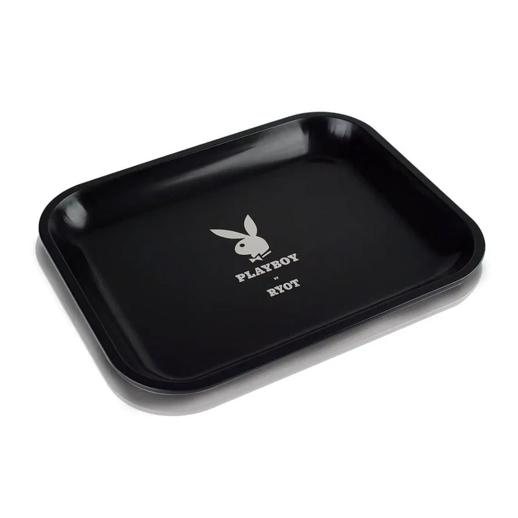 Playboy by Ryot Silver Bunny tin rolling tray, product photo.