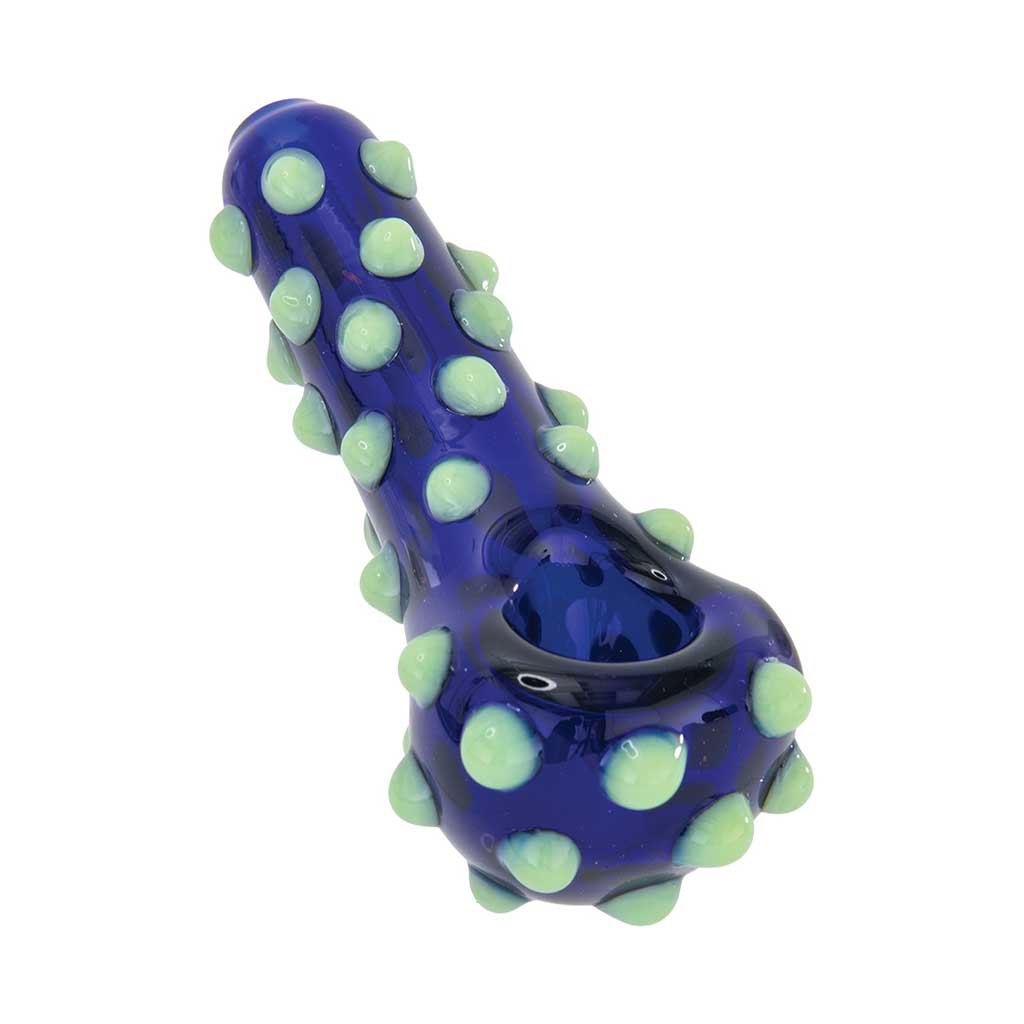 Order milk green polka dot stuffed glass spoon pipe – fast shipping