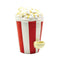 Popcorn hand pipe with yellow and white kernel design, red box style ceramic body, side bowl, carb hole, and glossy finish