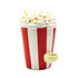 Popcorn hand pipe with yellow and white kernel design, red box style ceramic body, side bowl, carb hole, and glossy finish