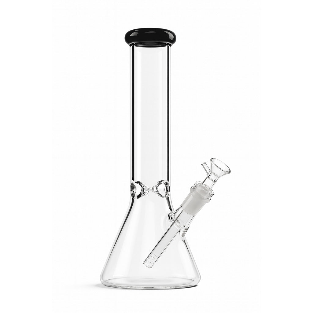 Premium Classic Glass Beaker Bong Water Pipe in black for sale at Honeybee Herb.
