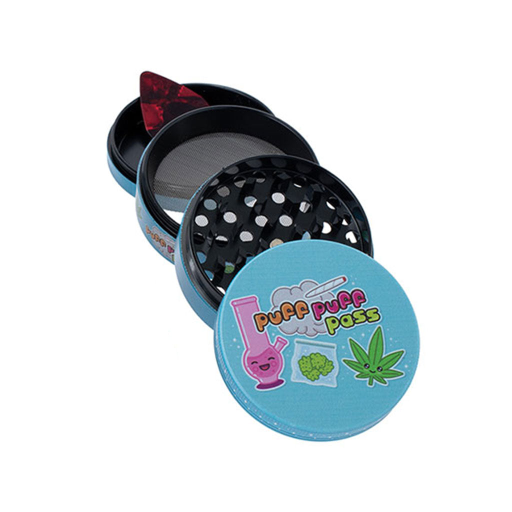 Puff Puff Pass Wacky Grinder 2.5-Inch 4-Piece Crusher Parts View