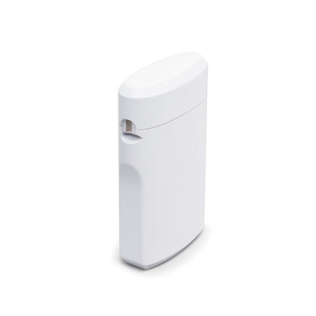 Puffcase joint and lighter holder in white color closed for discreet smoking storage 