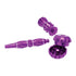 Portable purple aluminum smoking pipe with grinder – buy now at Honeybee Herb