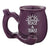 Purple chubby Roast and Toast pipe mug with glossy finish, built-in pipe-style handle, front bowl, and white artwork