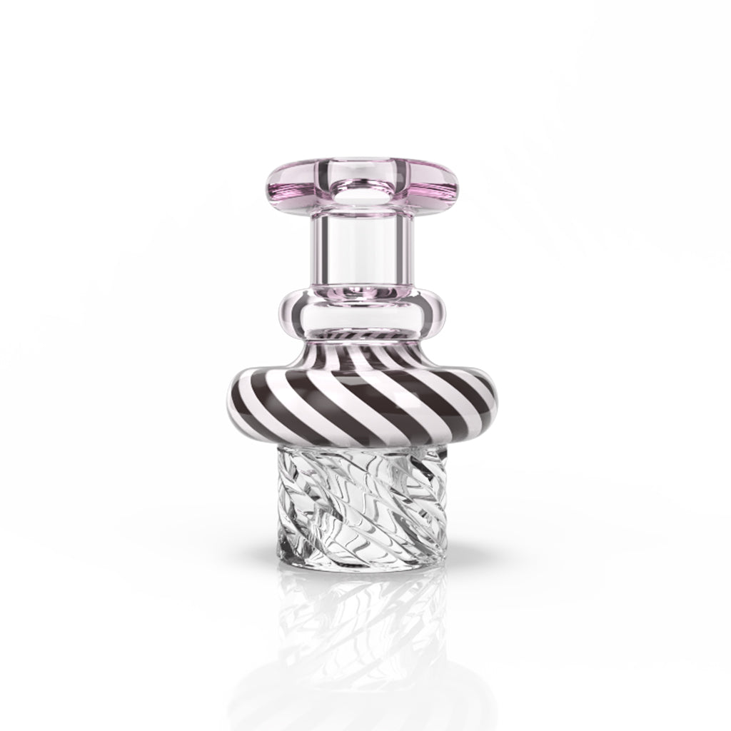 Purple Borosilicate Glass Handle Swirl Top Directional Airflow Vortex Spinner Carb Cap Clear View