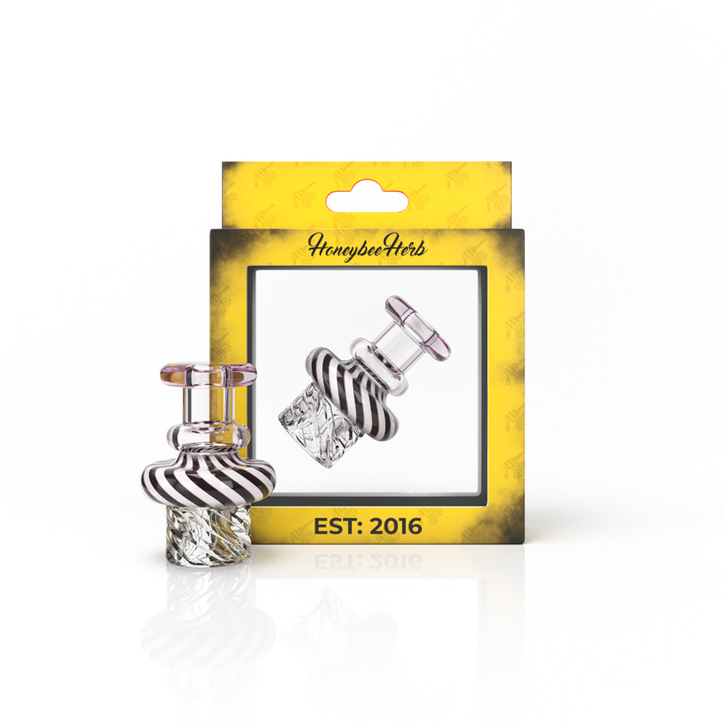 Purple Borosilicate Glass Handle Swirl Top Directional Airflow Vortex Spinner Carb Cap