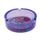 Purple Hippie Flower Glass Ashtray top view with colorful hippie flower design, premium smoking accessory for sale at Honeybee Herb