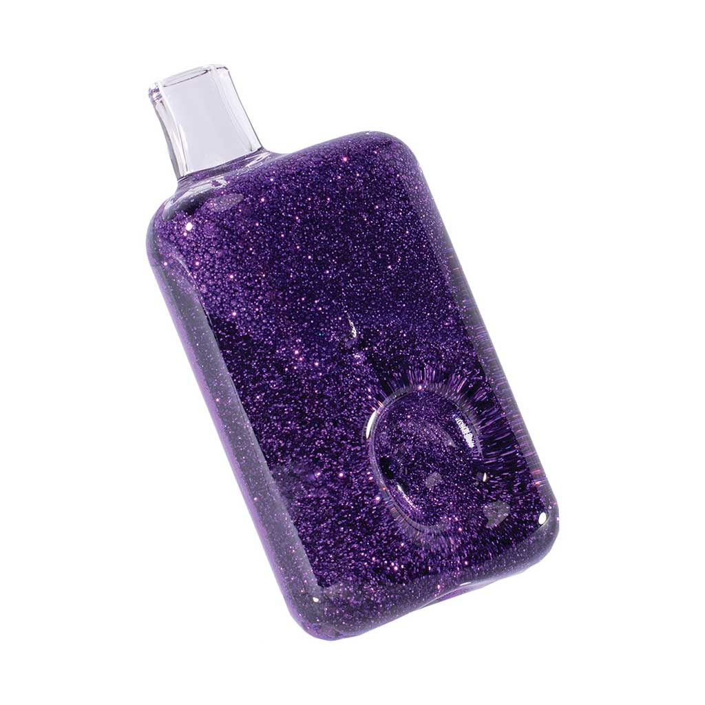 Freezable purple glitter glycerin hand pipe for smooth smoking sessions