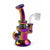 Purple pearlescent mini dab rig with side handle, bent neck, and quartz banger, compact glass rig for smooth, controlled dabs.
