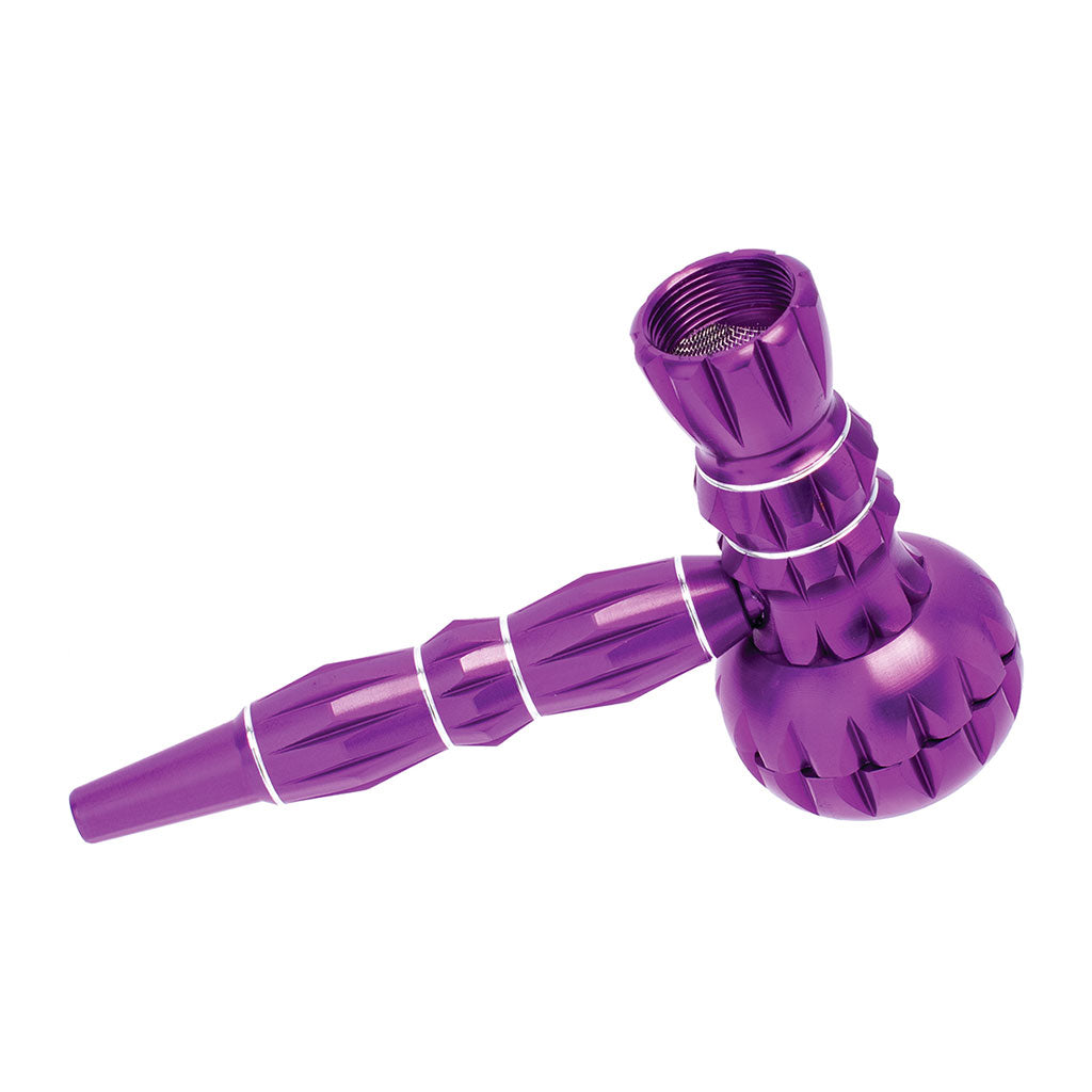 Durable purple ribbed aluminum smoking pipe and grinder combo – shop online