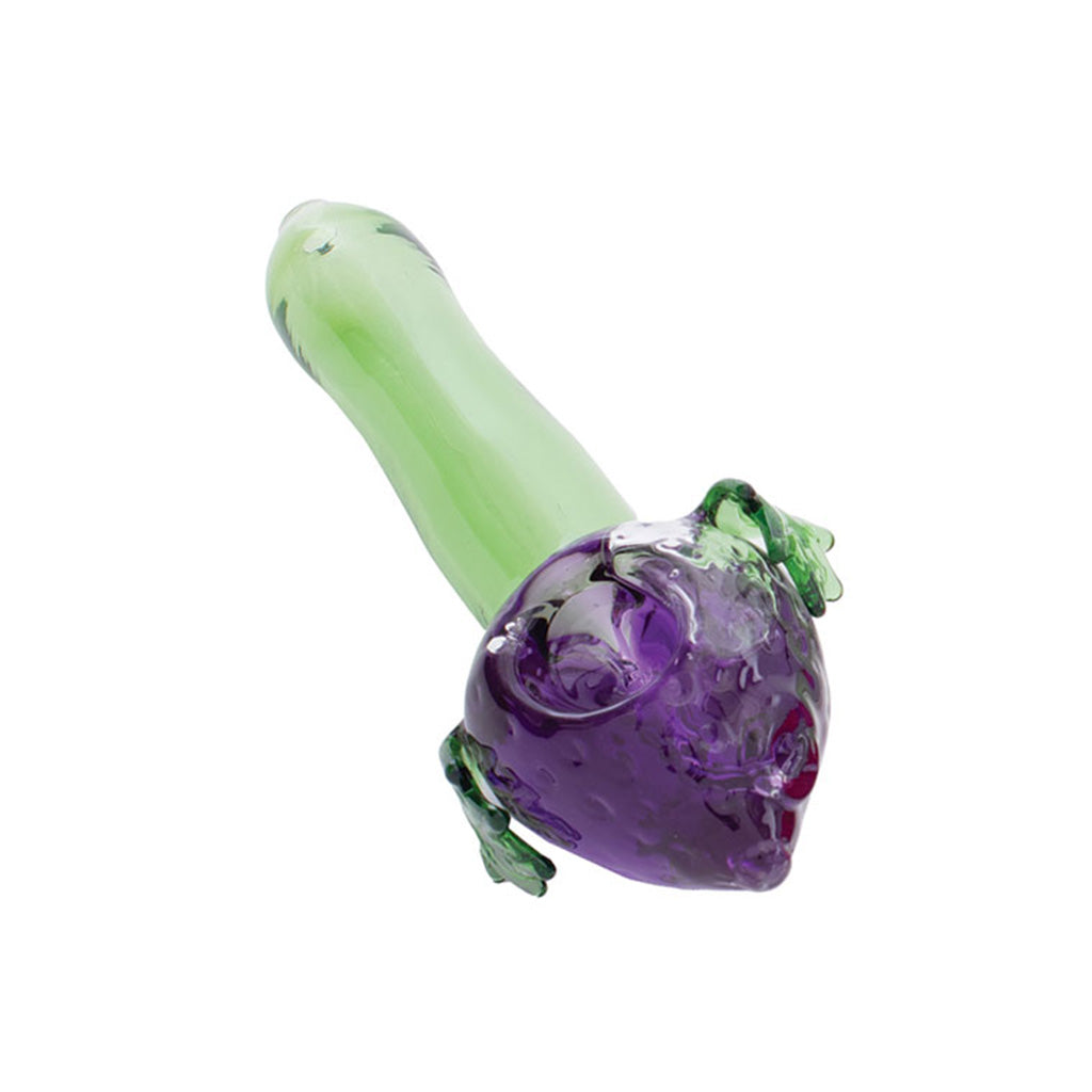 Buy Purple Strawberry Glycerin glass hand pipe—freezable glycerin for cooler hits, durable build. Fast shipping from Honeybee Herb.