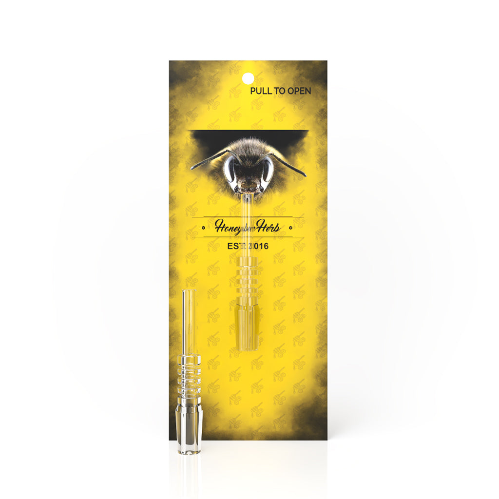 14MM Male Clear Quartz Nectar Collector Replacement Tip Yellow Packaging View