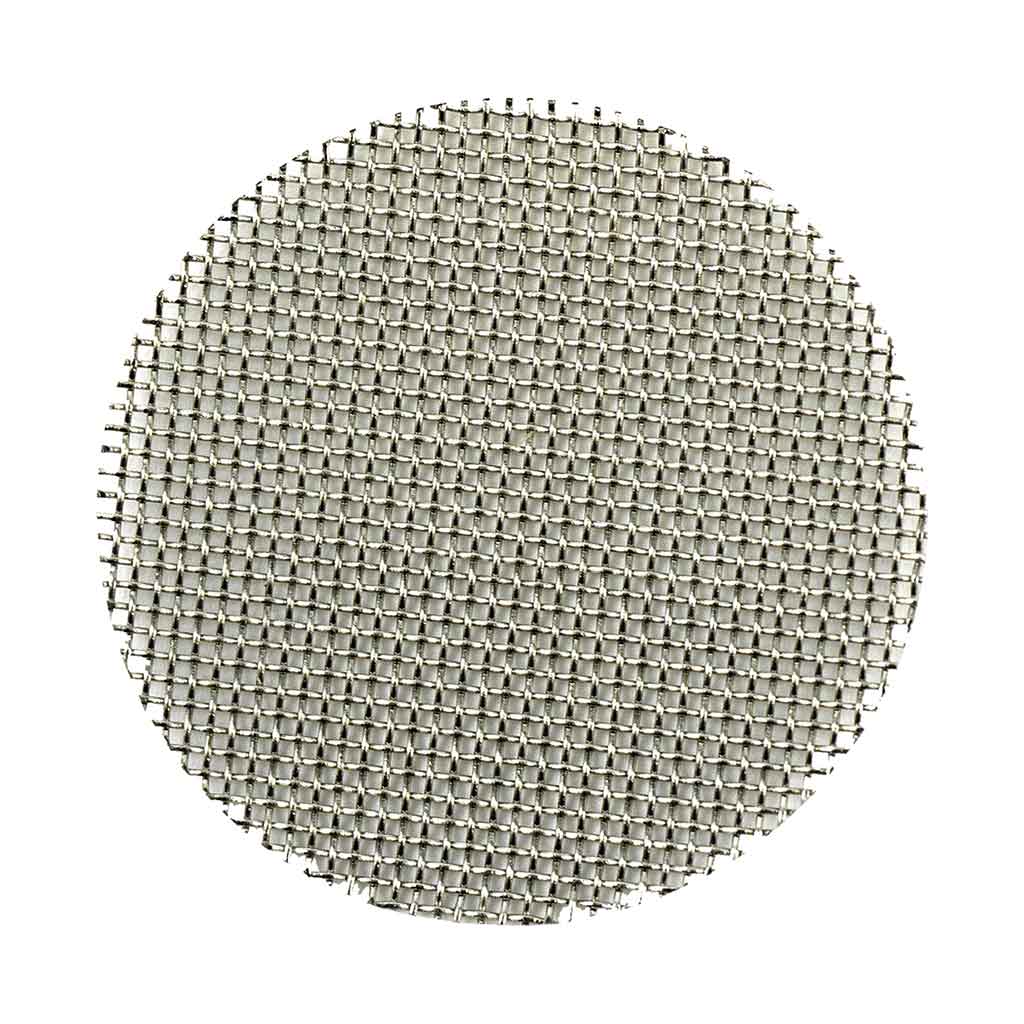 Closeup of Randy’s stainless steel screen 0.5 inch, designed for glass flower bowls, providing smooth airflow and easy smoking sessions.