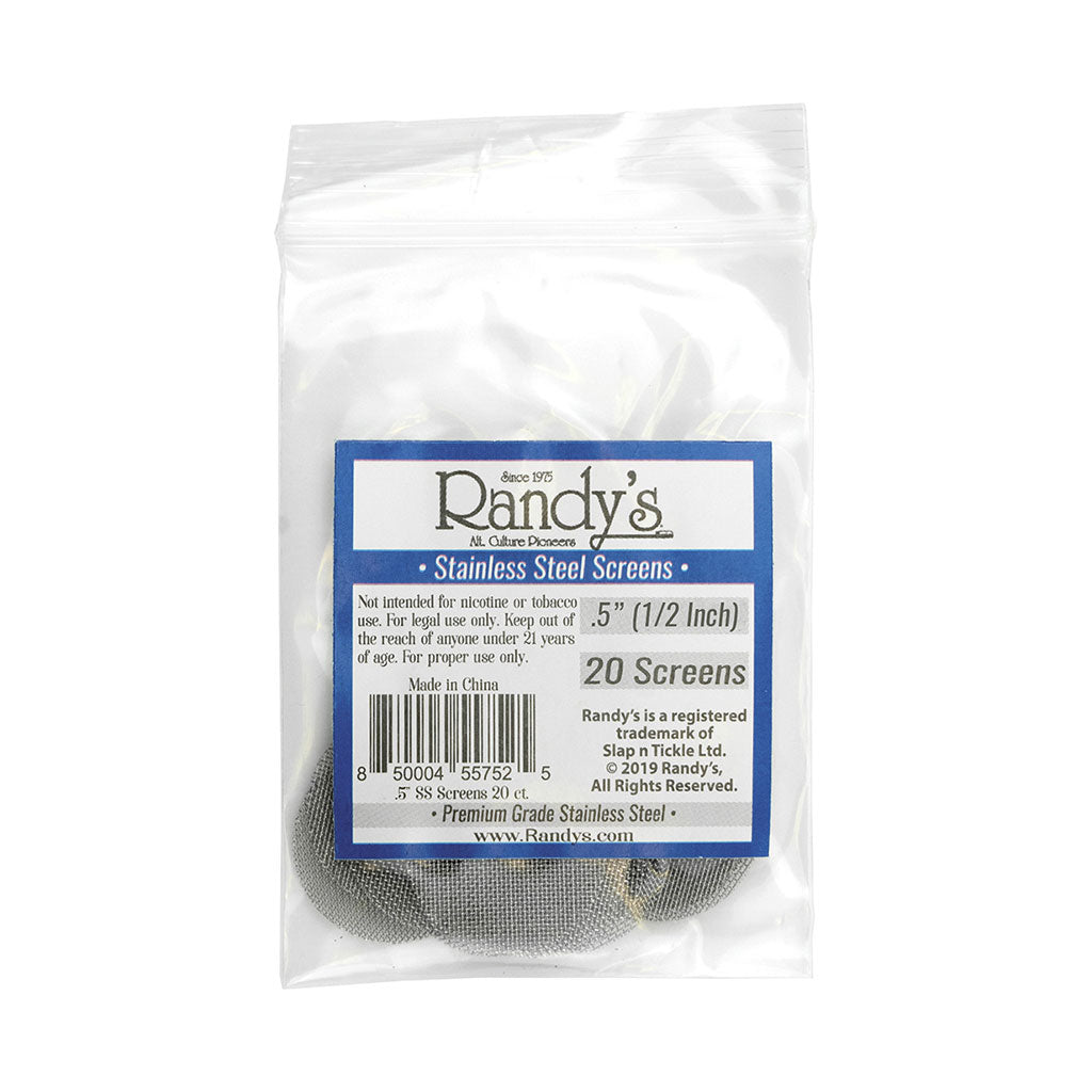 Randy’s stainless steel screens 0.5 inch 20 pack for glass flower bowls, durable and reusable screens available at Honeybee Herb. 