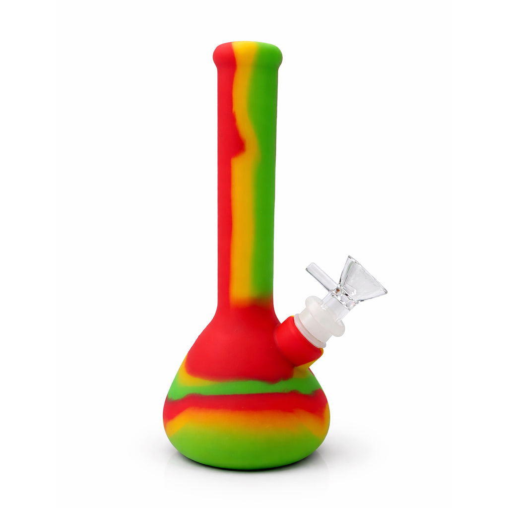 Shop Rasta color silicone beaker bong with removable glass bowl online