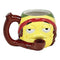 Rasta Stoned Emoji Roast and Toast pipe mug with red yellow green rasta colors, emoji face design, curved handle, and built-in bowl