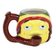 Rasta Stoned Emoji Roast and Toast pipe mug with red yellow green rasta colors, emoji face design, curved handle, and built-in bowl