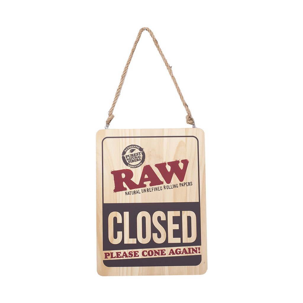 RAW Large Wooden Sign 12x16 closed version – official RAW wooden wall sign for smokers