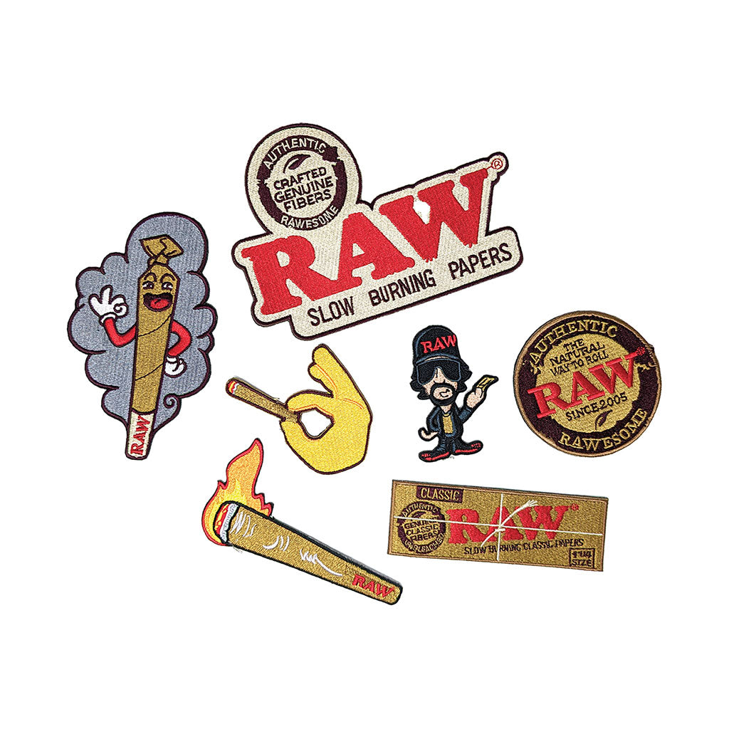 Raw Mixed Patches 7ct collection – authentic RAW clothing gear available at Honeybee Herb