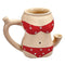 Red Bikini Premium Roast and Toast pipe mug with glossy body-shaped design, white leaf pattern, built-in front bowl, side carb hole, and curved handle