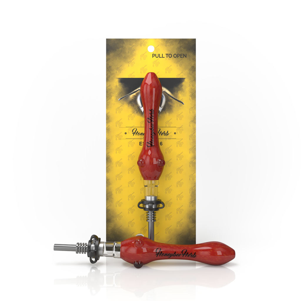 Steel Tip Speckled Red Glass Nectar Collector with Keck Clips 