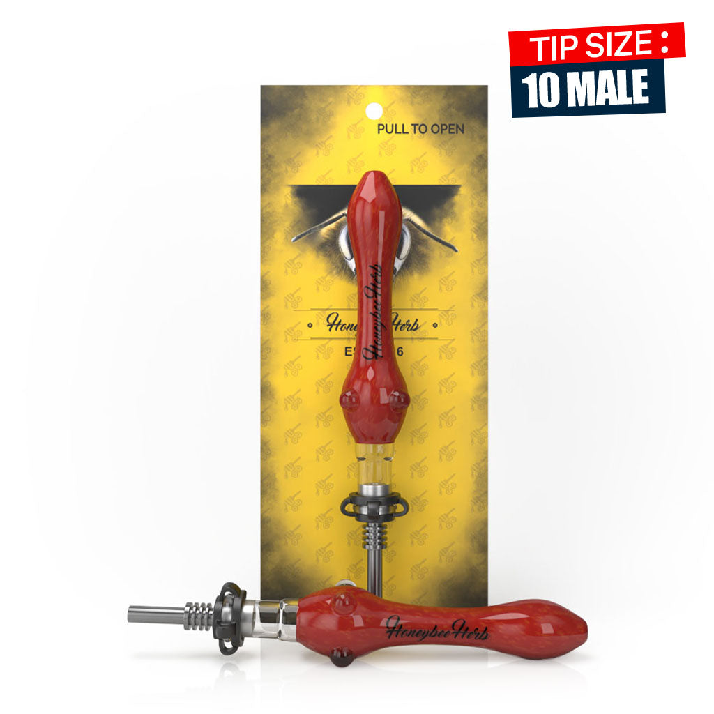 Steel Tip Speckled Red Glass Nectar Collector with Keck Clips 