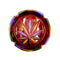 Red tie dye polystone round ashtray with raised cannabis leaf design