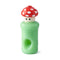 red top mushroom green glass hand pipe shown on its side with carb and bowl visible, sturdy spoon pipe, buy at honeybee herb 