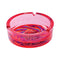 Red Trippy Mushroom Glass Ashtray side view, sturdy smoking accessory with trippy design for sale at Honeybee Herb.