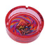 Red Trippy Mushroom Glass Ashtray with psychedelic mushroom design, durable glass ashtray for smokers online at Honeybee Herb.