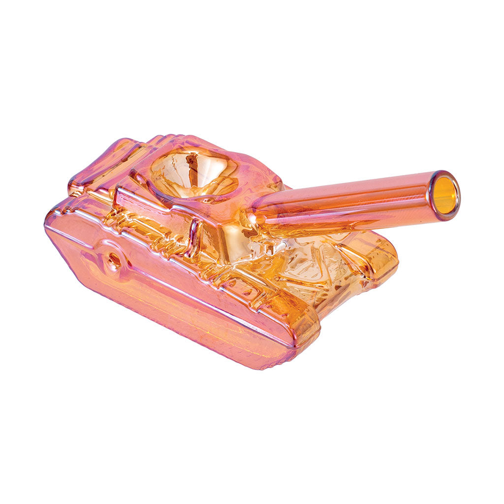 Glass War Tank Hand Pipe in red finish – durable smoking accessory
