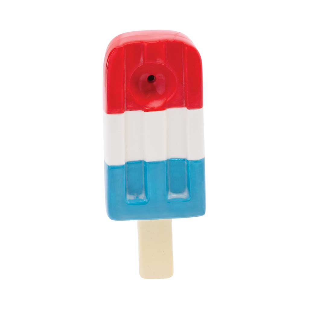 Order patriotic ceramic popsicle smoking pipe – angled product photo