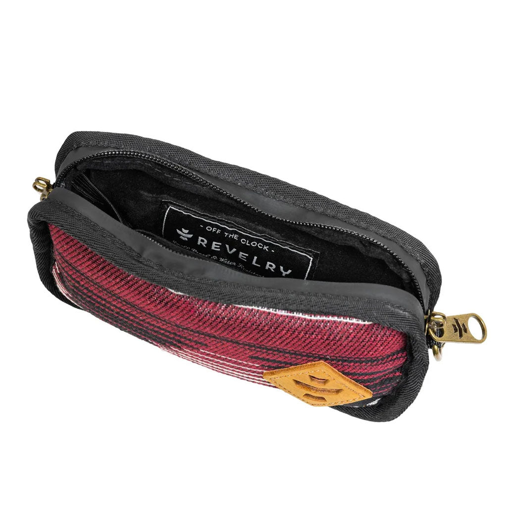 Zippered top view of the southwest Revelry Supply Gordito pipe pouch showcasing its padded interior.
