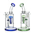 Shop the blue Jellyfish percolator bent neck bong, angled view showing perc and mouthpiece.