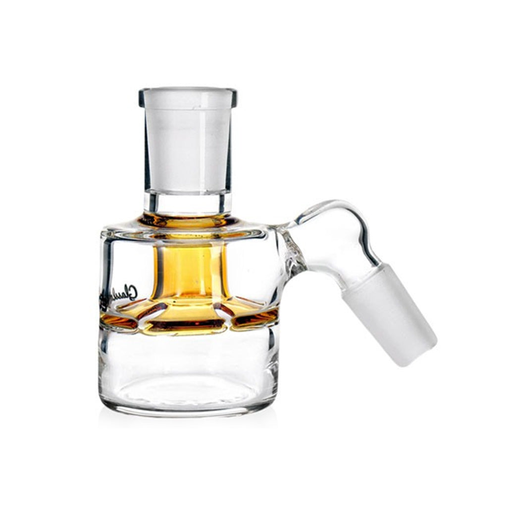 Yellow 45 degree showerhead perc glass ash catcher for cleaner hits