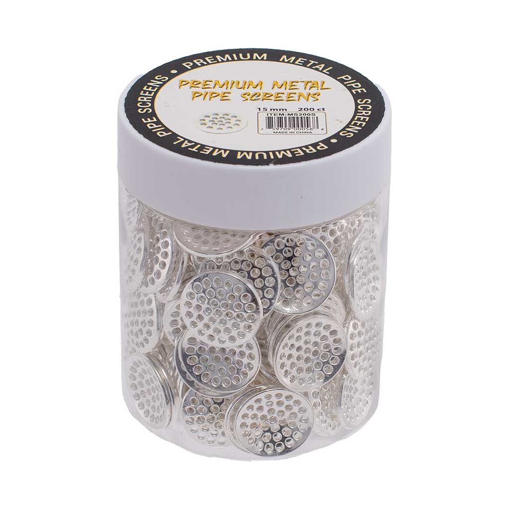 200 count silver metal pipe screens in premium jar