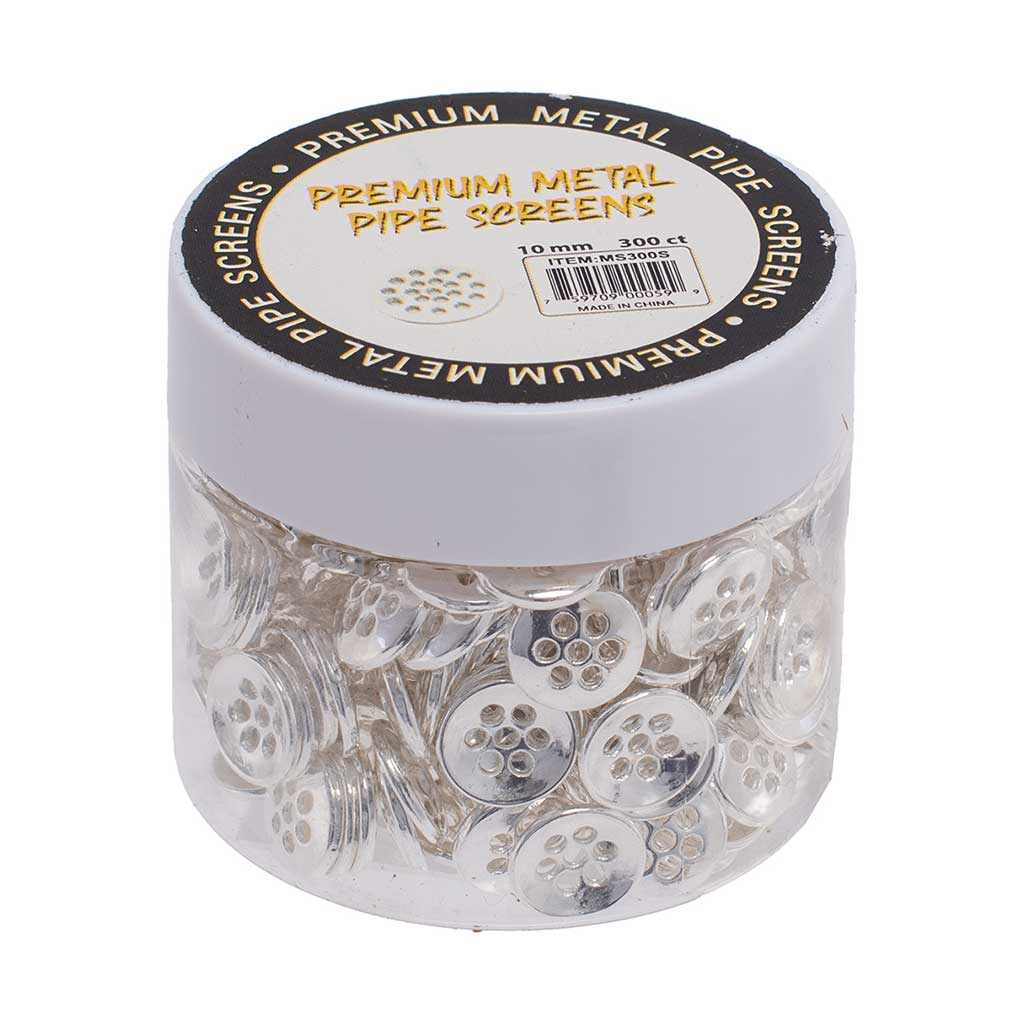 300 count silver metal pipe screens in bulk jar