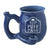 Sip Puff Pass blue chubby roast and toast pipe mug with glossy ceramic finish and built-in pipe-style handle