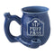 Sip Puff Pass blue chubby roast and toast pipe mug with glossy ceramic finish and built-in pipe-style handle