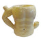 Glossy beige Six Pack Abs Roast & Toast pipe mug with sculpted torso shape, handle arm, and side bowl for adult smoking accessory buyers