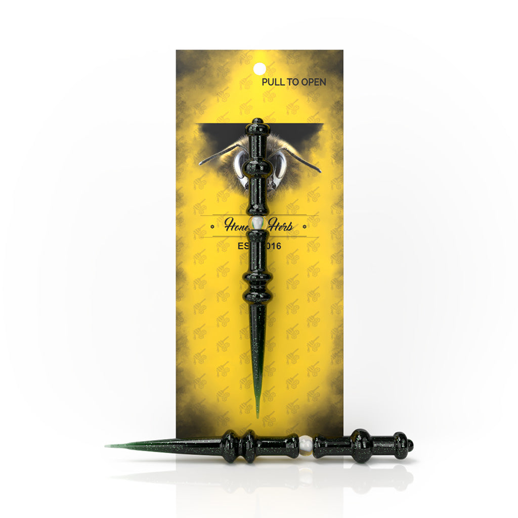 Green Glass Slender Point Opal Galaxy Wand Dabber Tool