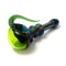 Slime Track Double Horn Hand Pipe with a slime-green bowl, striped stem, and two curved horns for grip