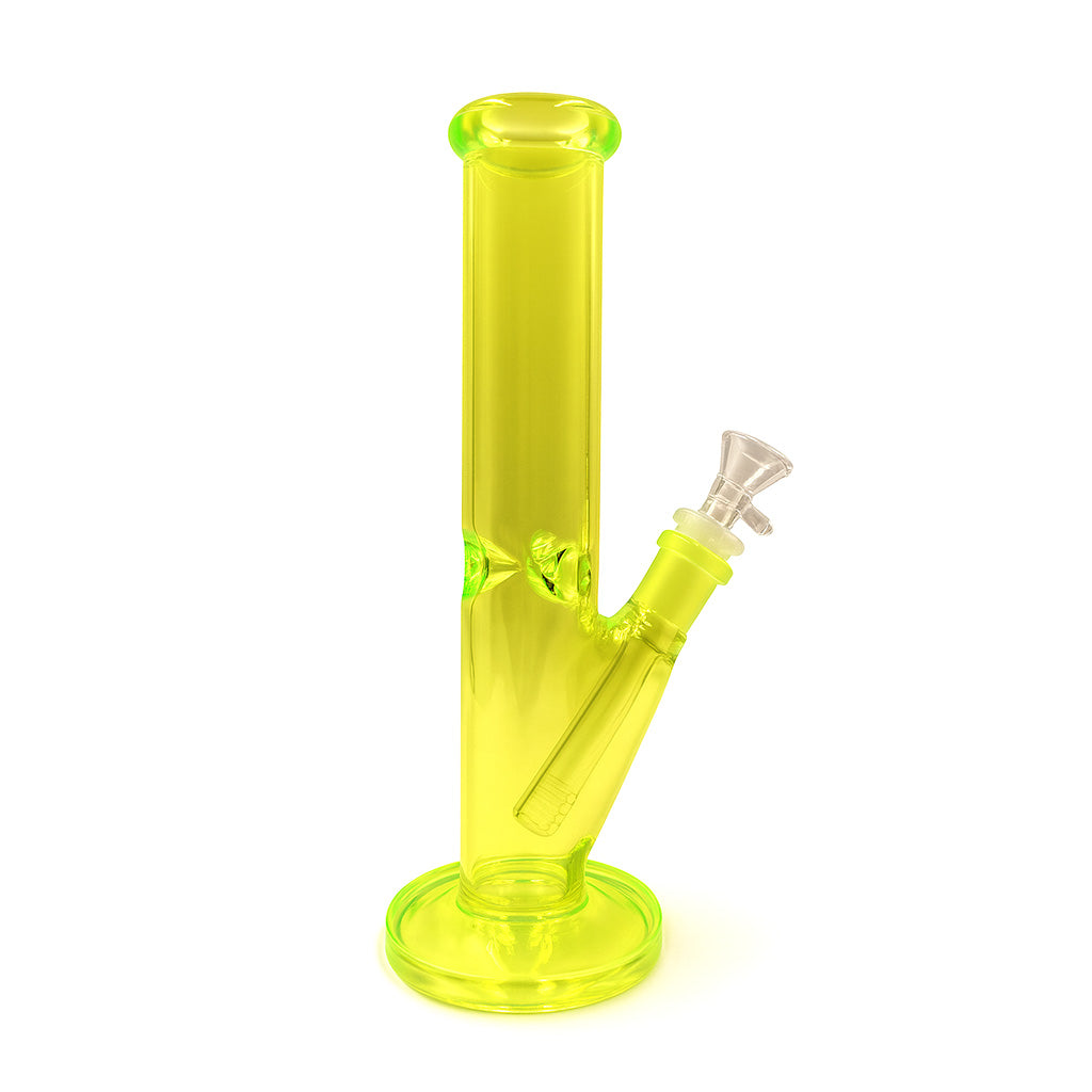 slyme green glass beaker bong waterpipe with diffused downstem and bowl, premium quality, shop honeybee herb