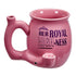 Small pink Her Royal High-Ness chubby pipe mug with glossy finish, built-in bowl, curved pipe-style handle, and side carb hole