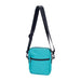 turquoise smellproof bag 8.5in x 7in x 1.5in with shoulder strap 