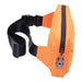 neon orange 11.5in smellproof sling bag side view with strap and zipper 