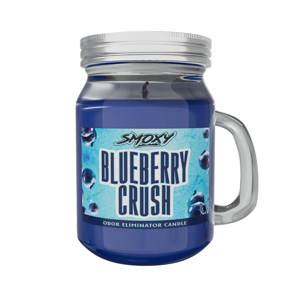Small Blueberry Crush candle designed to remove smoke odor